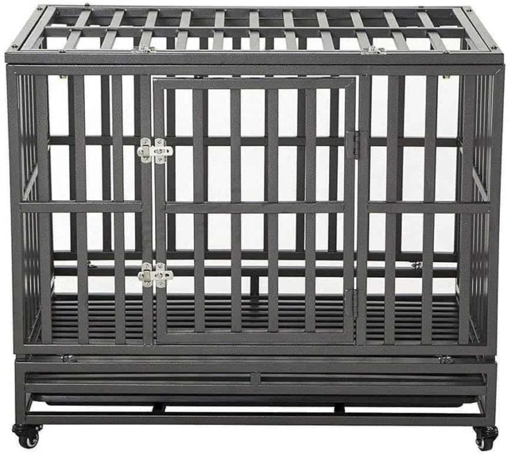 LUCKUP Heavy Duty Dog Cage Strong Metal Kennel and Crate for Medium and Large Dogs