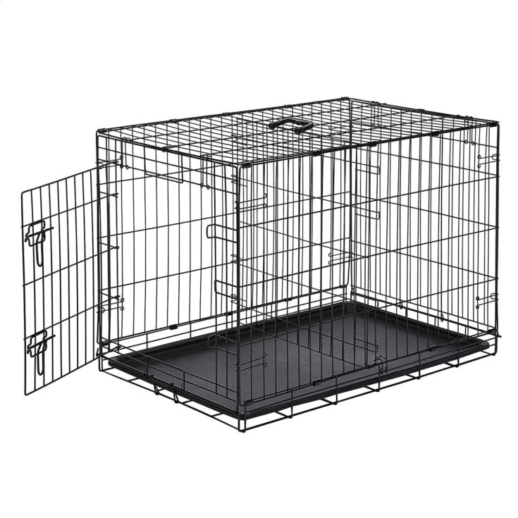 Amazon Basics Single Door Folding Metal Dog Crate Kennel with Tray