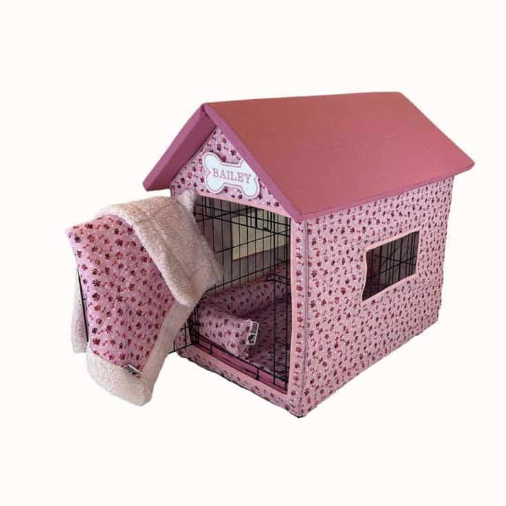 Dog Crate Cover on Pretty Pink e1639215178802