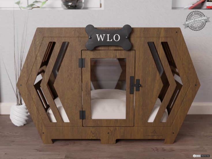 WLO Wood Hexxon Modern Wooden Dog Crate