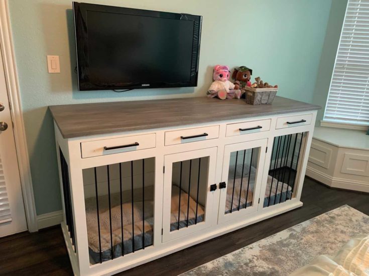 Large Double Dog Kennel TV Stand e1641563713731
