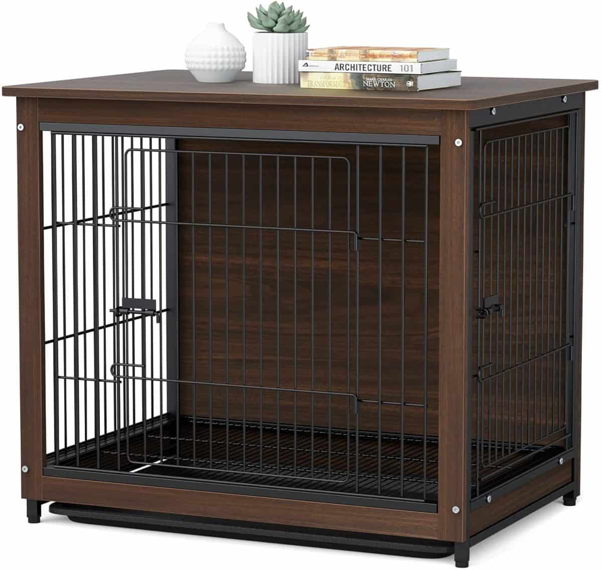 BingoPaw End Table Dog Crate with Floor Tray