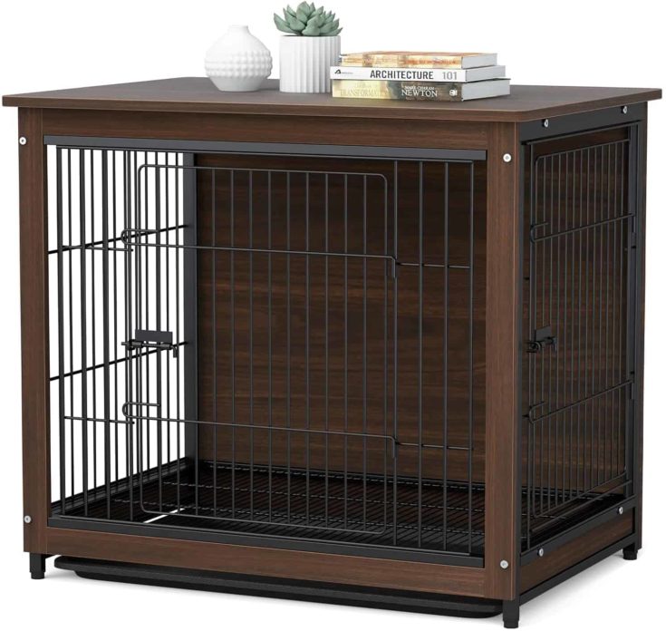 BingoPaw End Table Dog Crate with Floor Tray e1651206661853
