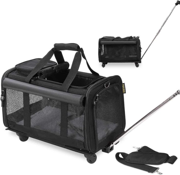 KOPEKS Detachable Wheel Dog Cat Carrier Bag e1650448827322