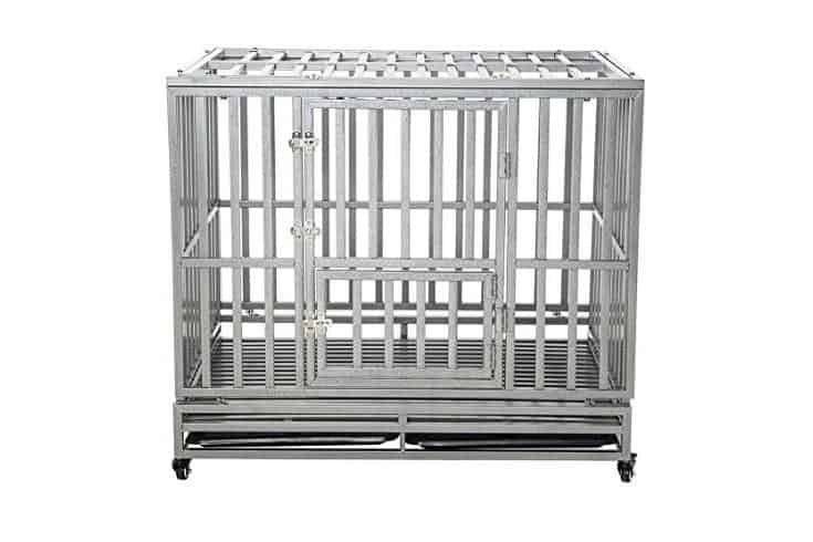 LUCKUP Heavy Duty Metal Dog Crate For Large Dogs