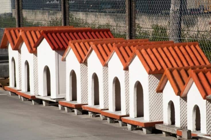 Dog houses in a row