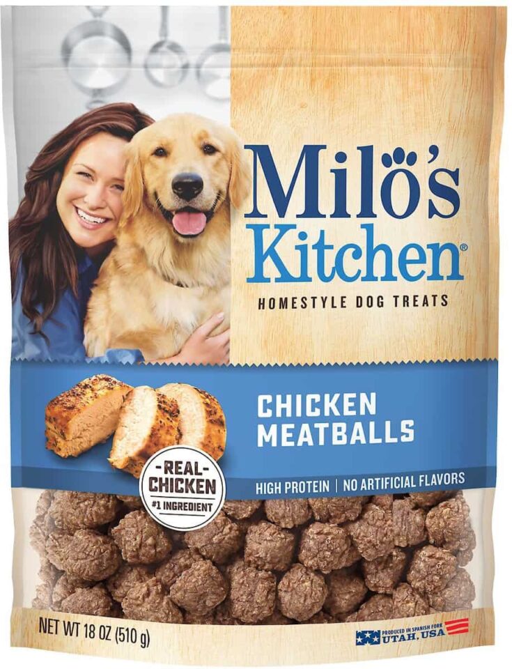 Milos Kitchen Chicken Meatballs Dog Treats e1659152435508