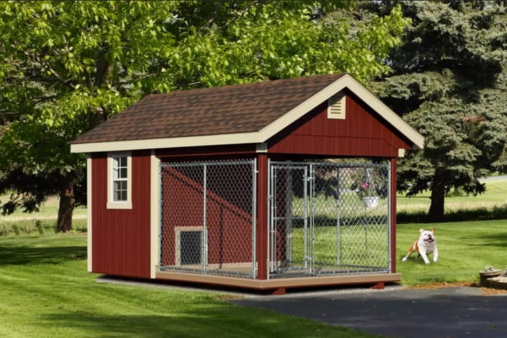 Dog House with Kennel Attached