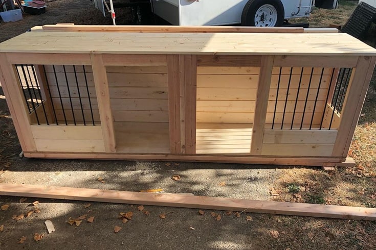 Double Wooden Kennel