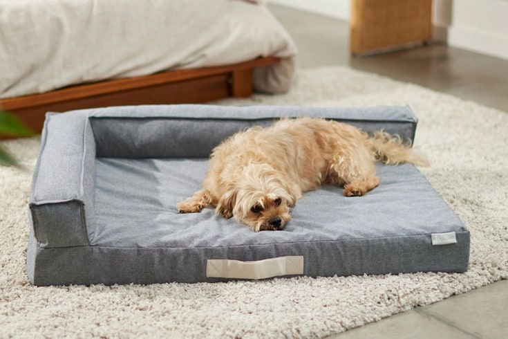 Frisco Chambray Orthopedic Corner Sofa Bolster Dog Bed