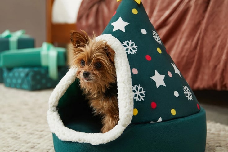 Frisco Holiday Dog Cat Christmas Tree Cave Bed