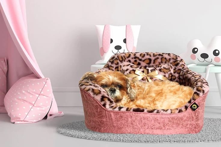 Precious Tails Leopard Princess Bolster Cat Dog Bed