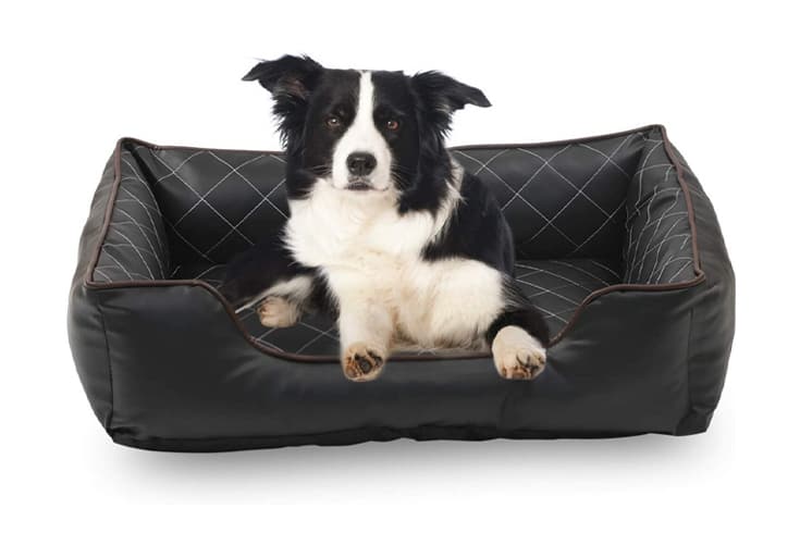 Long Rich Luxury All Sides Faux Leather Rectangle Pet Bed